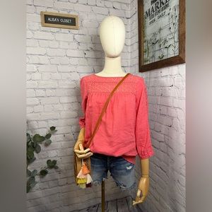 J.Crew 100% Linen Eyelet Blouse